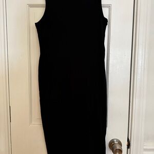 H&M Black Sheath Midi MATERNITY Dress Scoop Neck